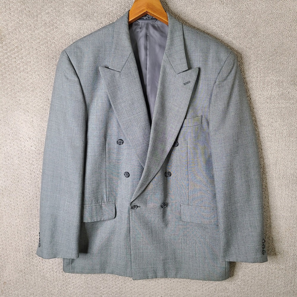 Egon Von Furstenberg Jacket Mens 44L Gray Blazer Double Breasted Wool Blend VTG
